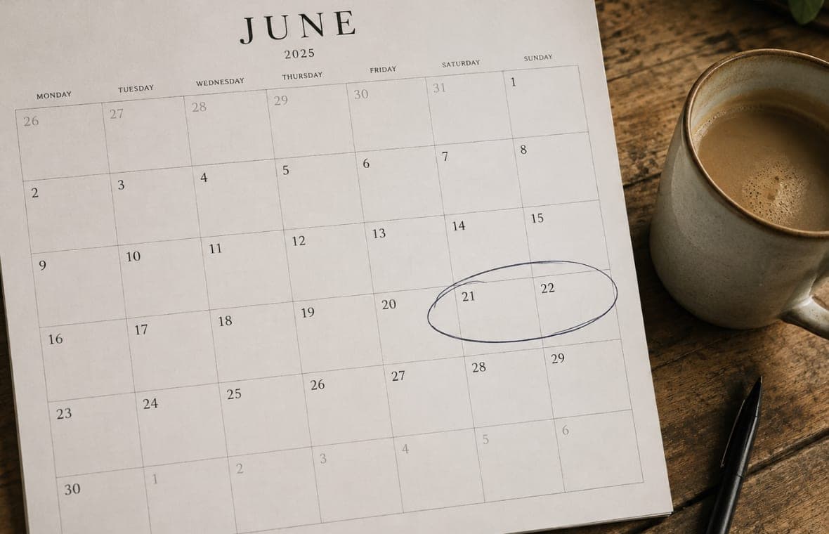 A wall calendar with one weekend circled in pen